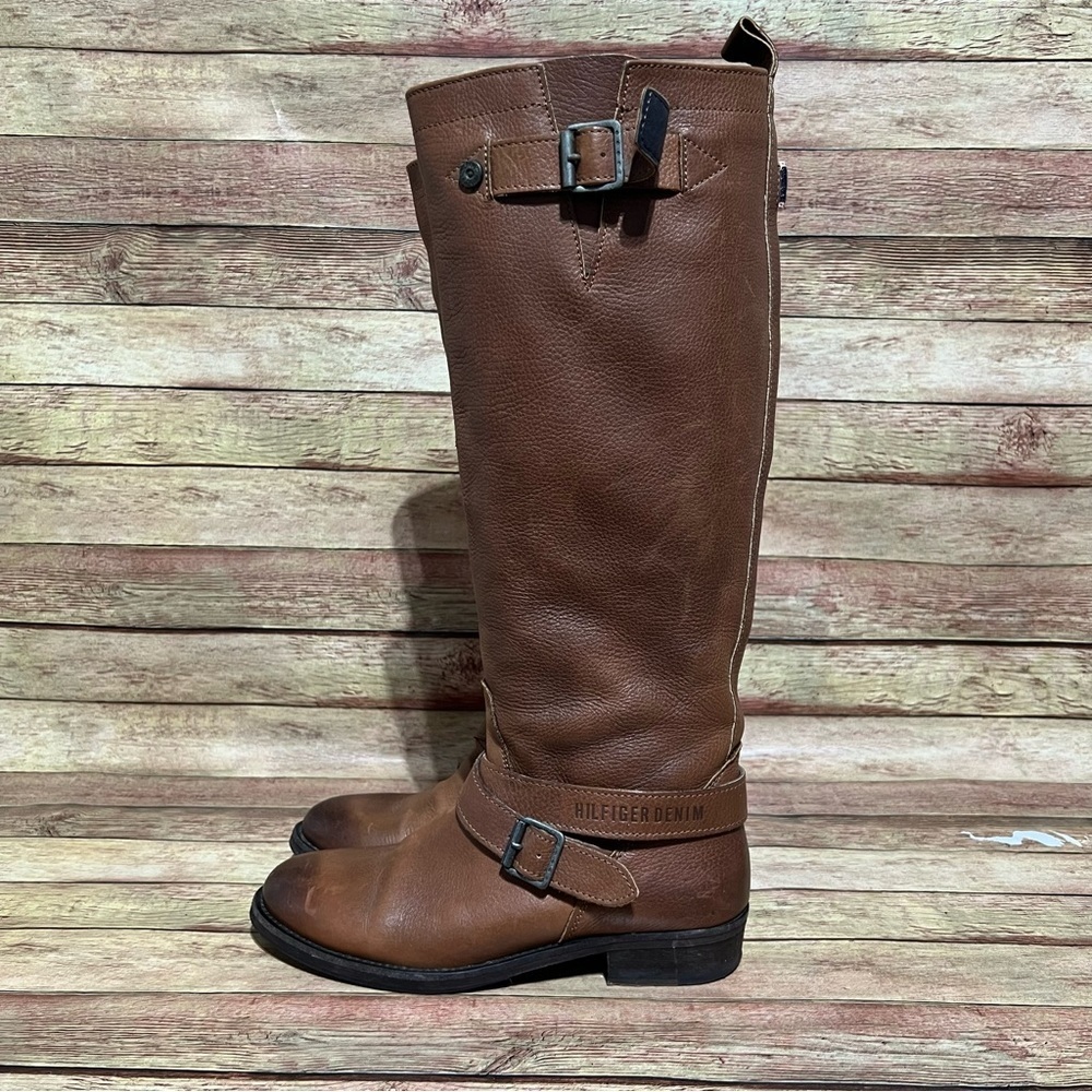 Tommy Hilfiger Brown Leather Knee Hight Boots
